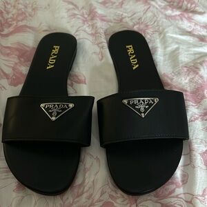 Prada Black Slide Sandals